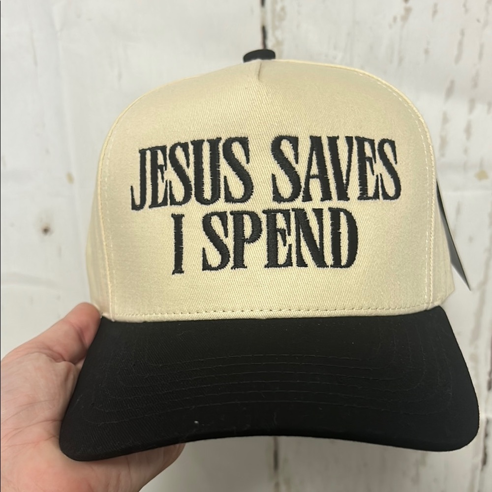 Cream and Black Trucker Hat